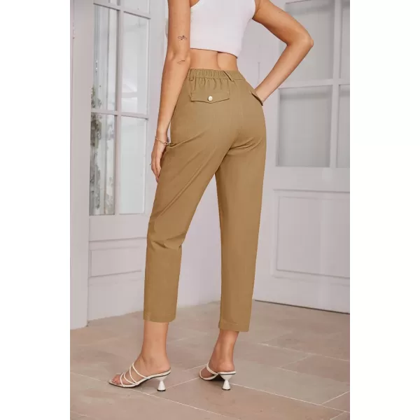 imageGRACE KARIN Womens Casual Work Pants High Waisted Business Ankle Pants Tapered Leg Trousers with PocketsYellow
