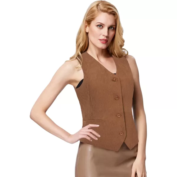 imageGRACE KARIN Womens Dressy Casual Versatile Full Lined Vest Tuxedo Suit WaistcoatBrown