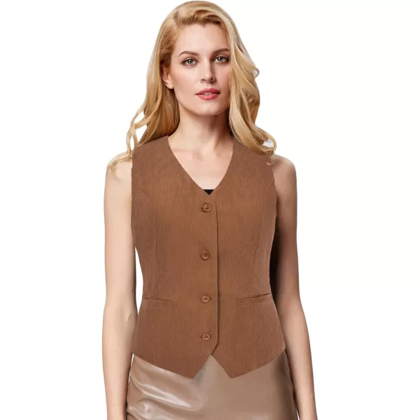 imageGRACE KARIN Womens Dressy Casual Versatile Full Lined Vest Tuxedo Suit WaistcoatBrown
