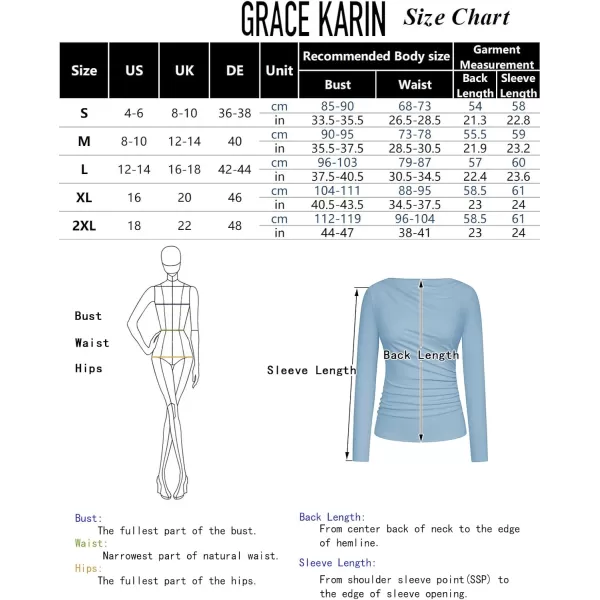 imageGRACE KARIN Womens Long Sleeve Ruched Tops Boat Neck Slim Fit Casual Going Out Blouses 2024 Fall Trendy Tight ShirtsBlack