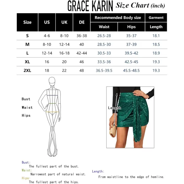 imageGRACE KARIN Womens Sequin Skirt 2024 Sparkly Glitter Bodycon Mini Skirts with Belt Club Night Out PartyDark Green