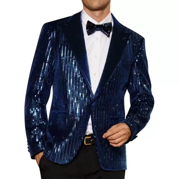 imageGRACE KARIN Mens Shiny Sequin Blazer Tuxedo One Button Slim Fit Suit Jacket for PartyPromWeddingRoyal Blue