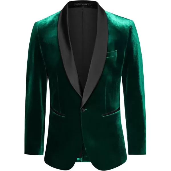 imageGRACE KARIN Mens Velvet Blazer One Button Shawl Lapel Slim Fit Suit Jacket Sport Coat Dinner Party Prom Wedding TuxedoGreen