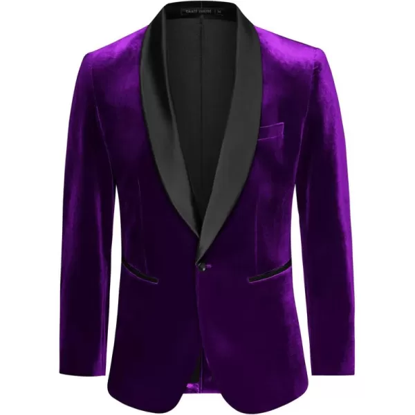 imageGRACE KARIN Mens Velvet Blazer One Button Shawl Lapel Slim Fit Suit Jacket Sport Coat Dinner Party Prom Wedding TuxedoPurple