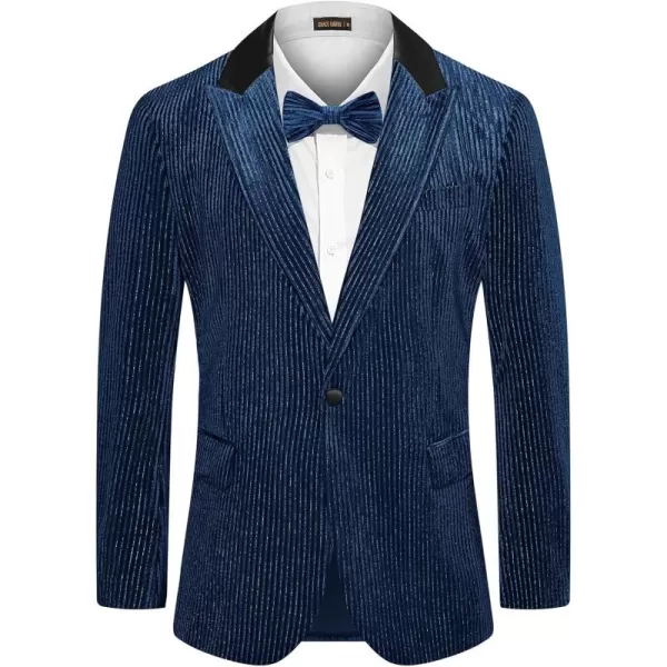 imageGRACE KARIN Mens Velvet Blazer One Button Sport Coat Tuxedo Jacket for Party Prom Wedding DinnerNavy Blue