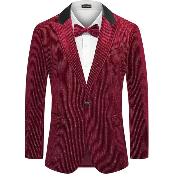 imageGRACE KARIN Mens Velvet Blazer One Button Sport Coat Tuxedo Jacket for Party Prom Wedding DinnerWine Red