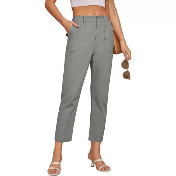 imageGRACE KARIN Womens Casual Work Pants High Waisted Business Ankle Pants Tapered Leg Trousers with PocketsGray