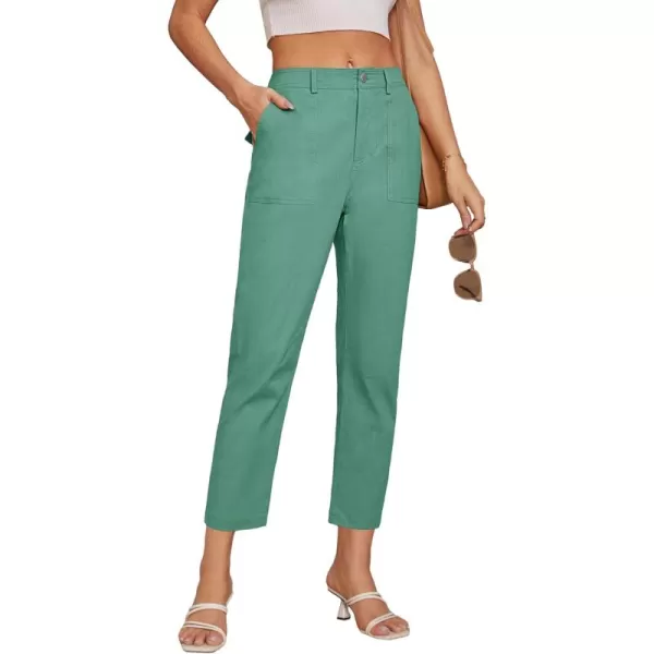 imageGRACE KARIN Womens Casual Work Pants High Waisted Business Ankle Pants Tapered Leg Trousers with PocketsLight Green