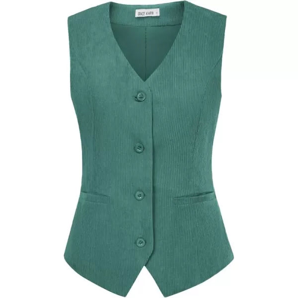 imageGRACE KARIN Womens Dressy Casual Versatile Full Lined Vest Tuxedo Suit WaistcoatGreen