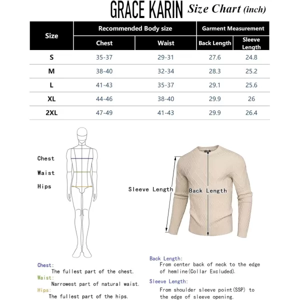 imageGRACE KARIN Mens Crewneck Pullover Sweater Long Sleeve Waffle Cable Knit SweatersCoffee