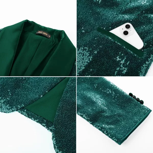 imageGRACE KARIN Mens Sequin Blazer Shiny Shawl Lapel One Button Suit Jacket for Men Dinner Party Wedding Festival TuxedoGreen