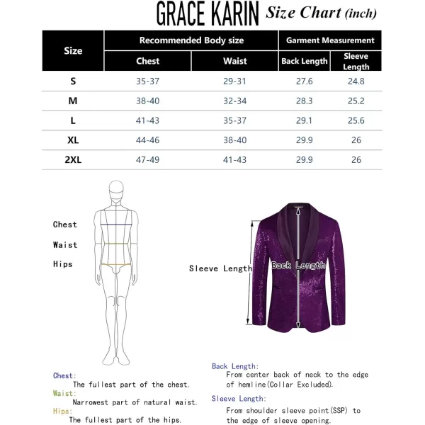 imageGRACE KARIN Mens Sequin Blazer Shiny Shawl Lapel One Button Suit Jacket for Men Dinner Party Wedding Festival TuxedoPurple