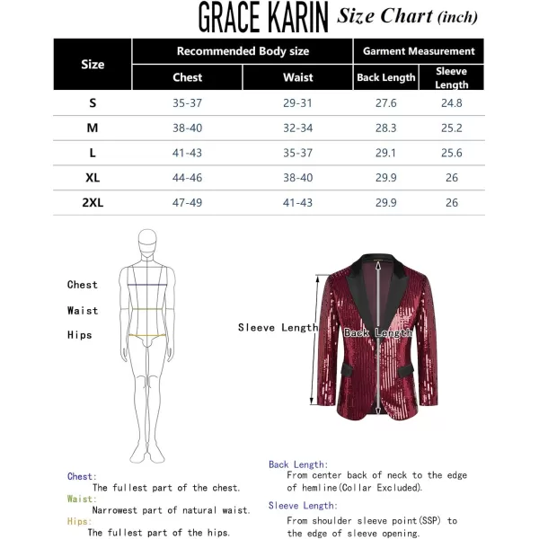 imageGRACE KARIN Mens Sequin Blazer Suit One Button Slim Fit Mens Sequin Jacket for PartyPromWeddingBlack