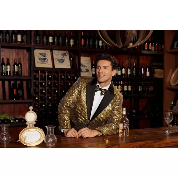 imageGRACE KARIN Mens Sequin Blazer Suit One Button Slim Fit Mens Sequin Jacket for PartyPromWeddingGold