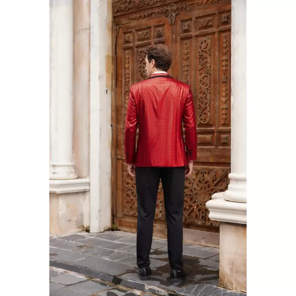 imageMens Tuxedo Jacket Slim Fit Shawl Lapel Blazer Suit Jackets for Party Prom Wedding DinnerRed