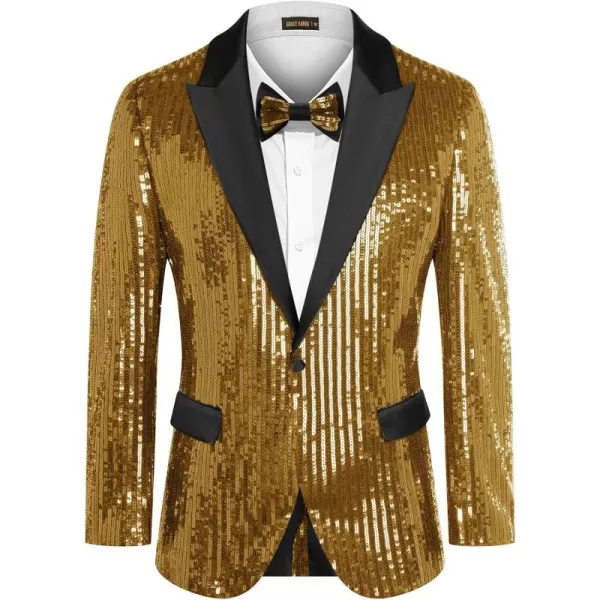 imageGRACE KARIN Mens Sequin Blazer Suit One Button Slim Fit Mens Sequin Jacket for PartyPromWeddingGold