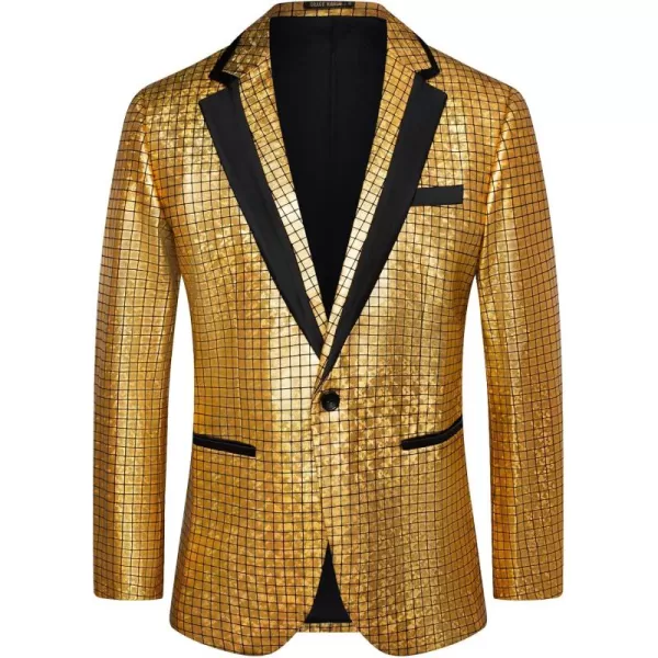 imageMens Tuxedo Jacket Slim Fit Shawl Lapel Blazer Suit Jackets for Party Prom Wedding DinnerGold