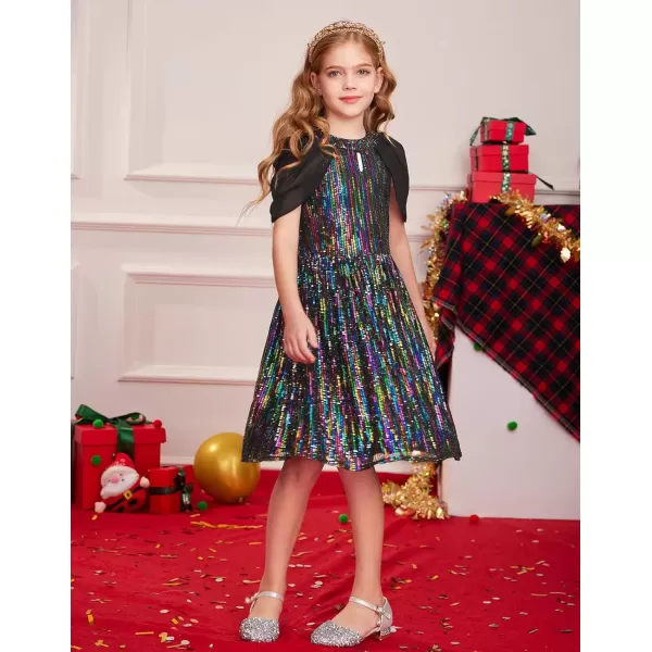 imageGRACE KARIN Girls Sequin Dresses Halter Neck Backless Elegant Formal Prom Party Graduation Pageant Dress 514Black Phantom