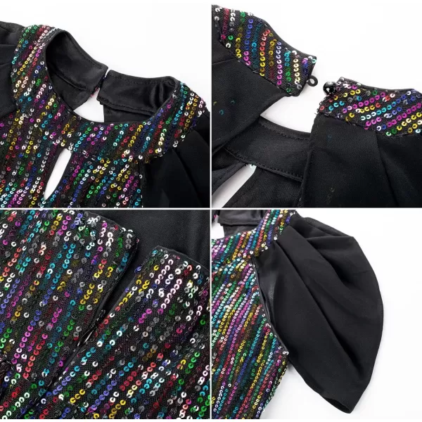 imageGRACE KARIN Girls Sequin Dresses Halter Neck Backless Elegant Formal Prom Party Graduation Pageant Dress 514Black Phantom