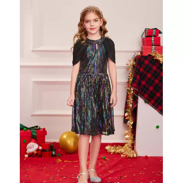 imageGRACE KARIN Girls Sequin Dresses Halter Neck Backless Elegant Formal Prom Party Graduation Pageant Dress 514Black Phantom