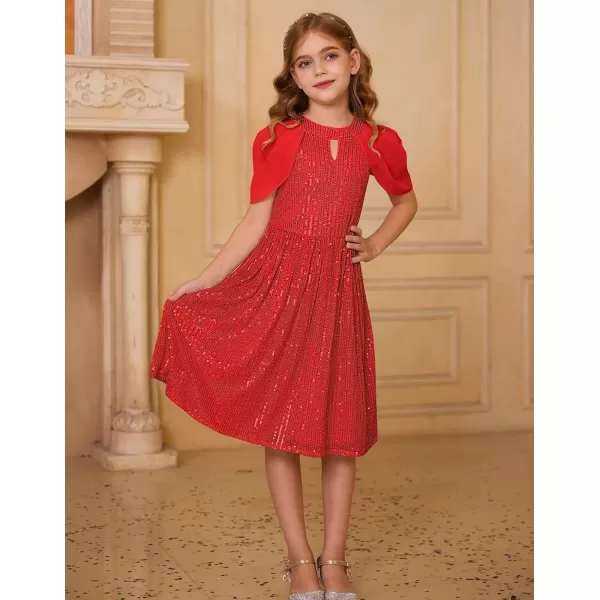 imageGRACE KARIN Girls Sequin Dresses Halter Neck Backless Elegant Formal Prom Party Graduation Pageant Dress 514Red