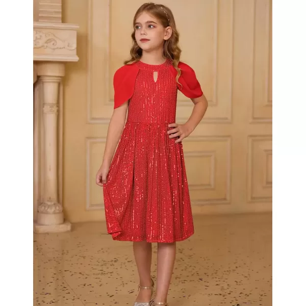 imageGRACE KARIN Girls Sequin Dresses Halter Neck Backless Elegant Formal Prom Party Graduation Pageant Dress 514Red