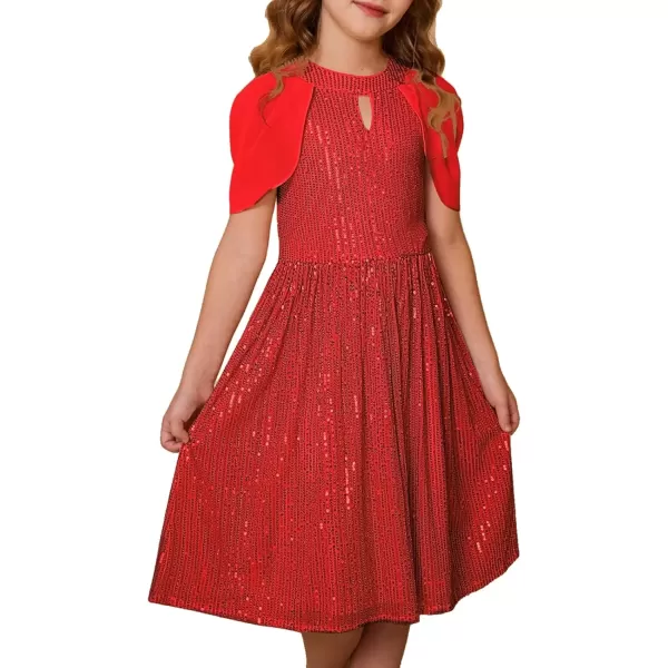 imageGRACE KARIN Girls Sequin Dresses Halter Neck Backless Elegant Formal Prom Party Graduation Pageant Dress 514Red