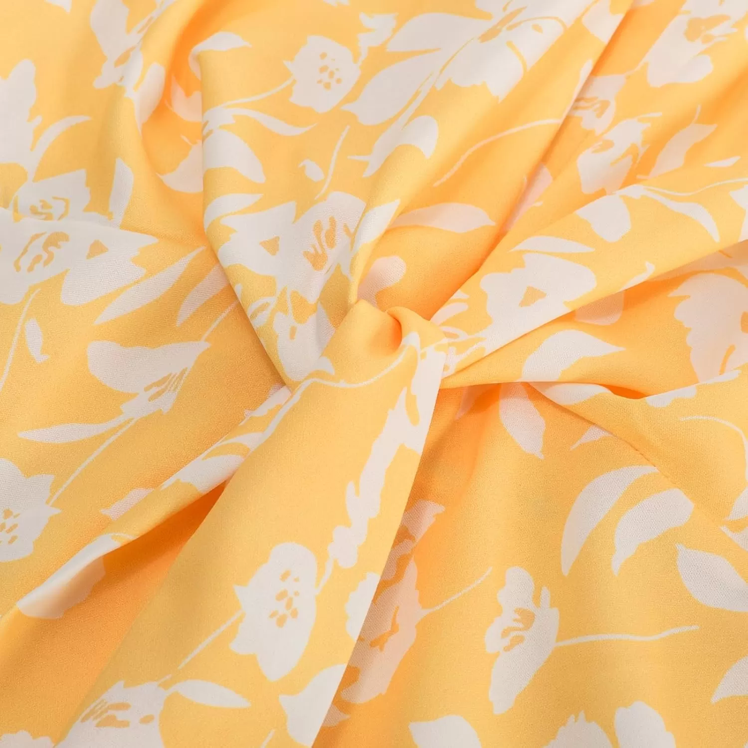 imageGRACE KARIN 2024 Womens Elegant V Neck Floral Peplum Tops Tie Front Short Bell Sleeve Shirts Tops BlouseYellow White