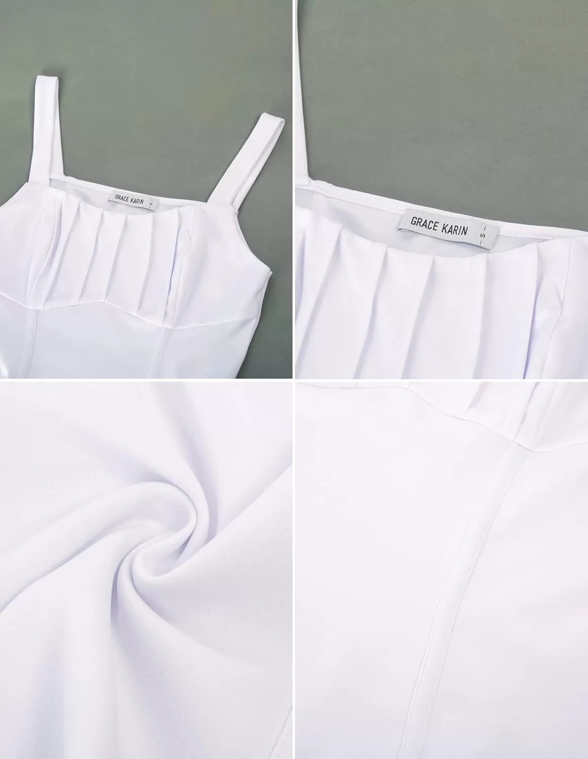 imageGRACE KARIN Bustier Corset Top for Women Sexy Slim Cami Tank Top Black White Summer Sleeveless PartyWhite