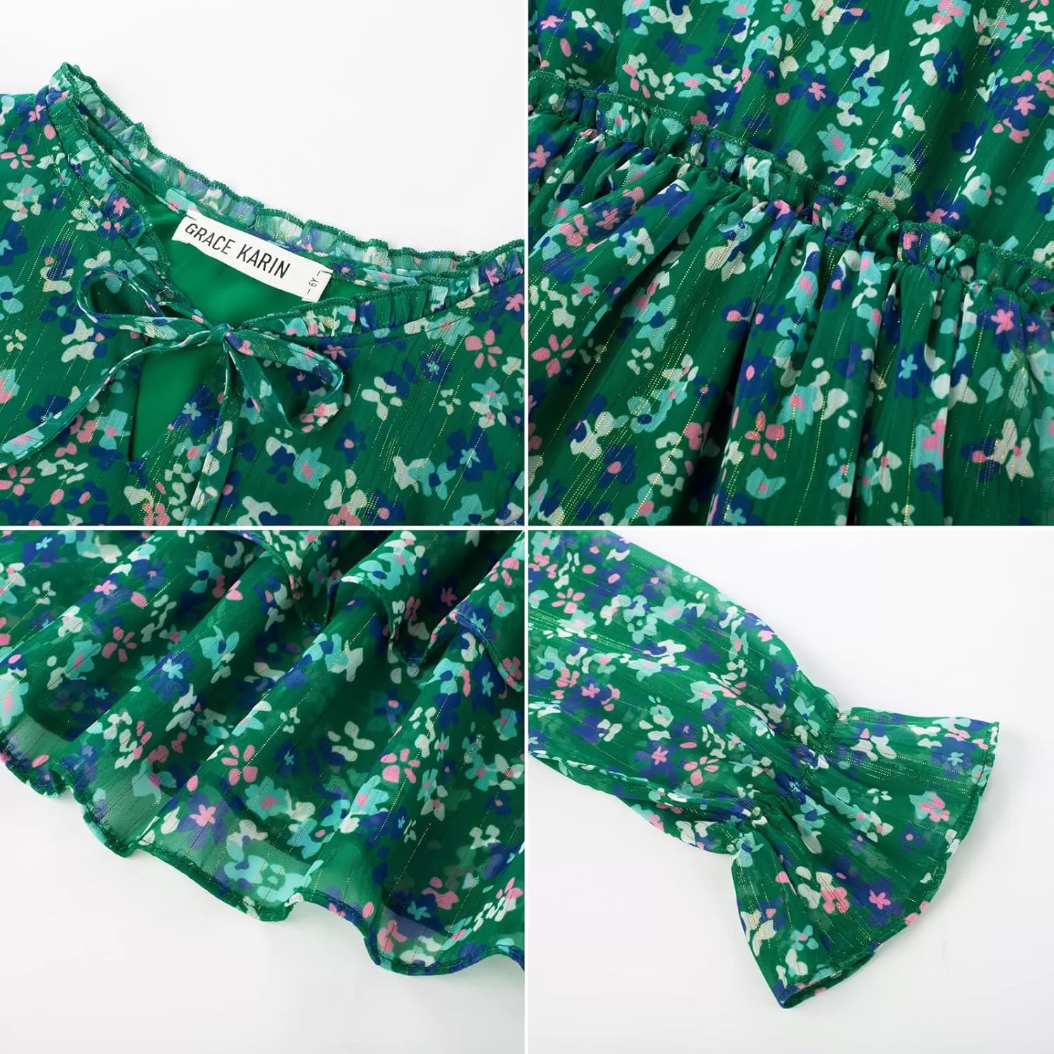 imageGRACE KARIN Girls Fall Long Sleeve Dress Formal Party Holiday Smocked Waist Midi Dresses 512YearsDark Green