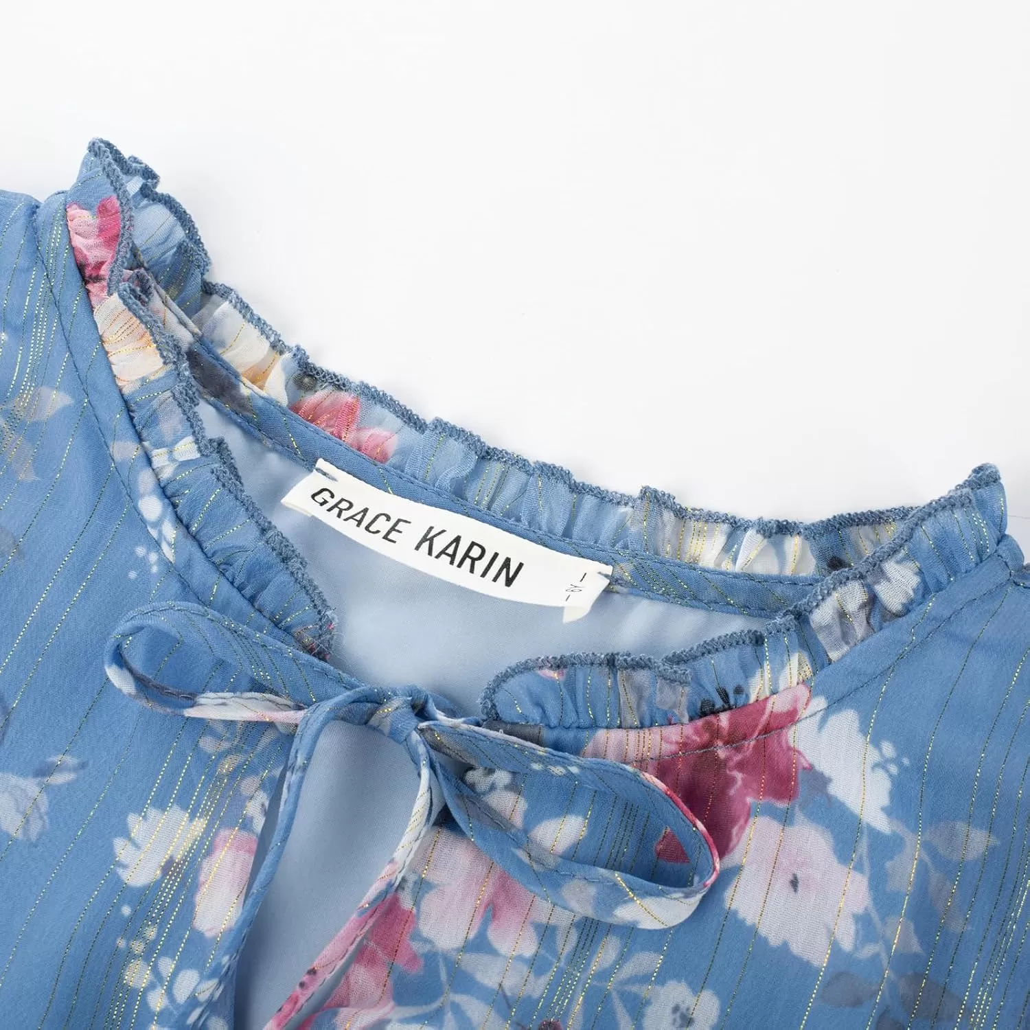 imageGRACE KARIN Girls Fall Long Sleeve Dress Formal Party Holiday Smocked Waist Midi Dresses 512YearsGray Blue