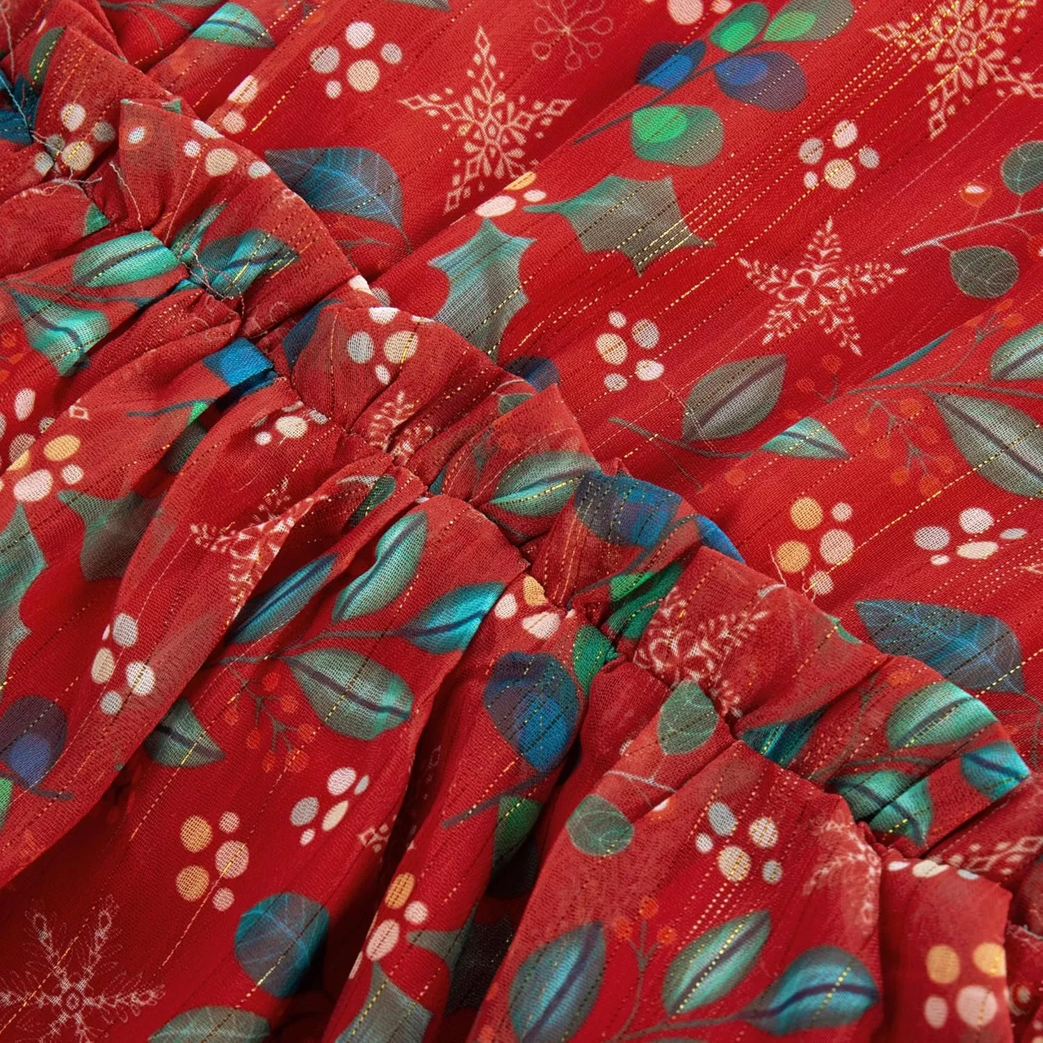 imageGRACE KARIN Girls Fall Long Sleeve Dress Formal Party Holiday Smocked Waist Midi Dresses 512YearsRed Leaves