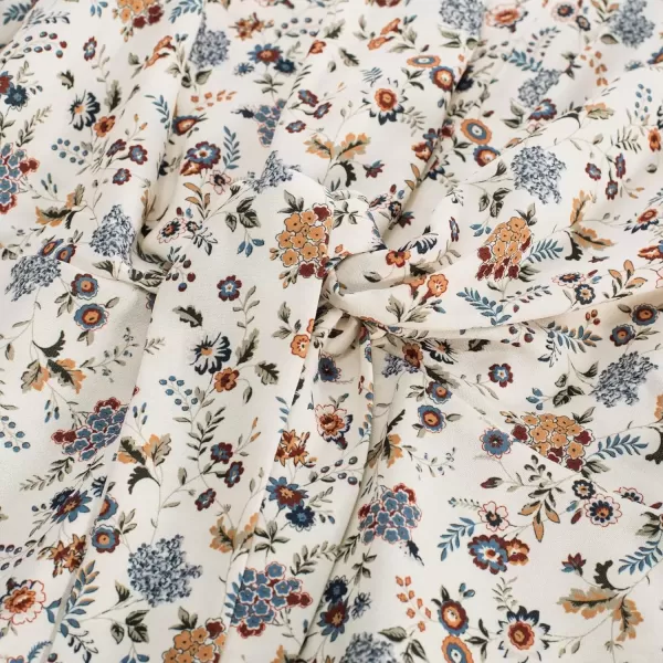 imageGRACE KARIN 2024 Womens Elegant V Neck Floral Peplum Tops Tie Front Short Bell Sleeve Shirts Tops BlouseApricot Floral