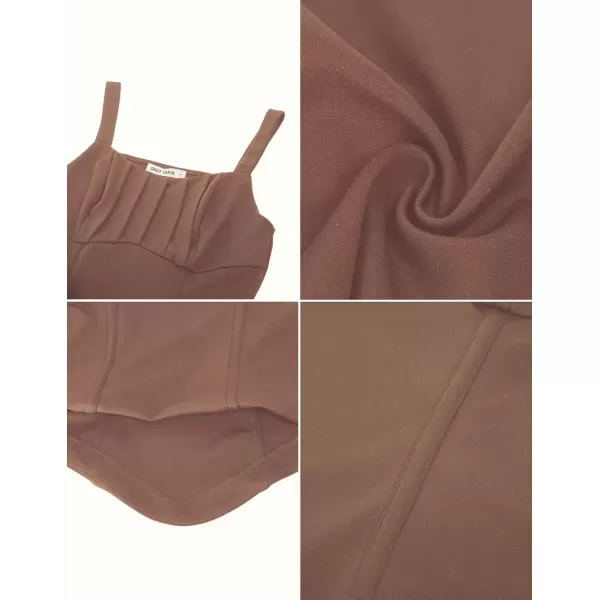 imageGRACE KARIN Bustier Corset Top for Women Sexy Slim Cami Tank Top Black White Summer Sleeveless PartyBrown