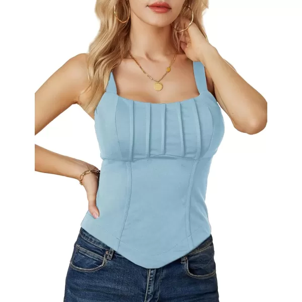 imageGRACE KARIN Bustier Corset Top for Women Sexy Slim Cami Tank Top Black White Summer Sleeveless PartyLight Blue