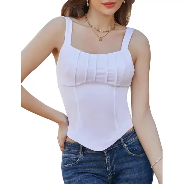 imageGRACE KARIN Bustier Corset Top for Women Sexy Slim Cami Tank Top Black White Summer Sleeveless PartyWhite