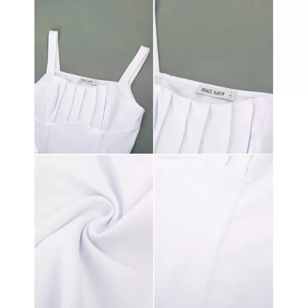 imageGRACE KARIN Bustier Corset Top for Women Sexy Slim Cami Tank Top Black White Summer Sleeveless PartyWhite