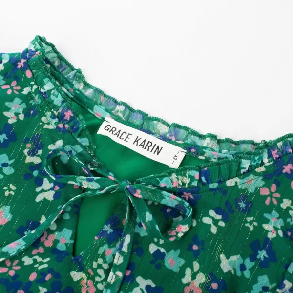 imageGRACE KARIN Girls Fall Long Sleeve Dress Formal Party Holiday Smocked Waist Midi Dresses 512YearsDark Green