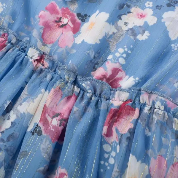 imageGRACE KARIN Girls Fall Long Sleeve Dress Formal Party Holiday Smocked Waist Midi Dresses 512YearsGray Blue