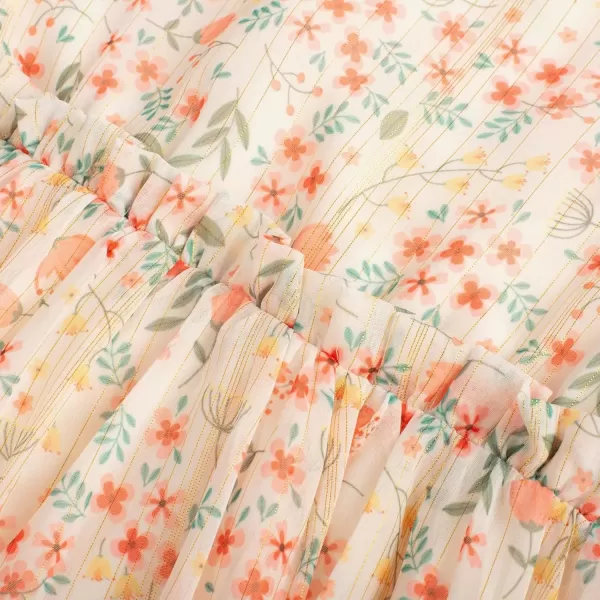 imageGRACE KARIN Girls Fall Long Sleeve Dress Formal Party Holiday Smocked Waist Midi Dresses 512YearsPink Floral