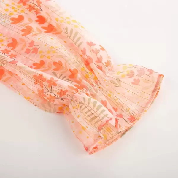 imageGRACE KARIN Girls Fall Long Sleeve Dress Formal Party Holiday Smocked Waist Midi Dresses 512YearsPink Orange Floral