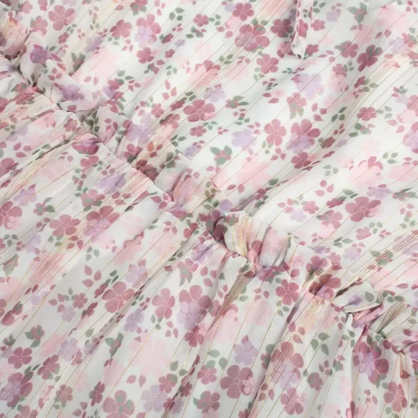 imageGRACE KARIN Girls Fall Long Sleeve Dress Formal Party Holiday Smocked Waist Midi Dresses 512YearsPurple Floral