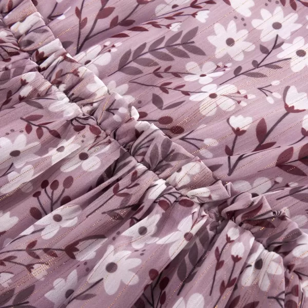 imageGRACE KARIN Girls Fall Long Sleeve Dress Formal Party Holiday Smocked Waist Midi Dresses 512YearsPurple White Floral