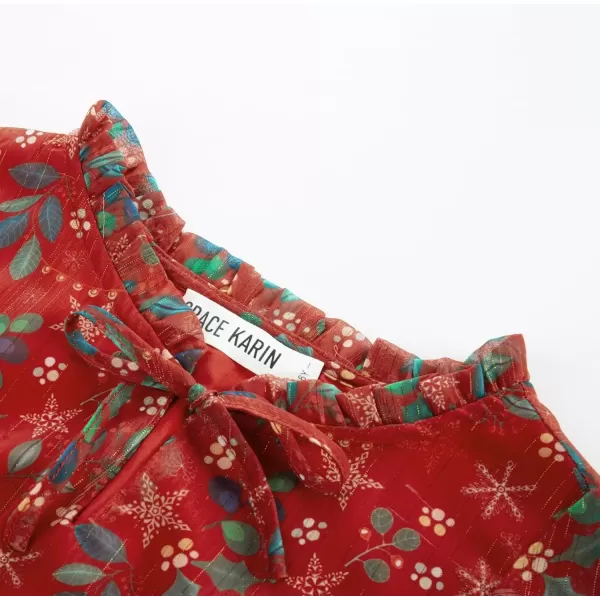 imageGRACE KARIN Girls Fall Long Sleeve Dress Formal Party Holiday Smocked Waist Midi Dresses 512YearsRed Leaves