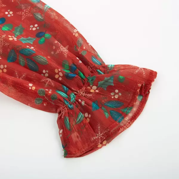 imageGRACE KARIN Girls Fall Long Sleeve Dress Formal Party Holiday Smocked Waist Midi Dresses 512YearsRed Leaves