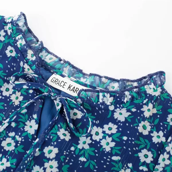 imageGRACE KARIN Girls Fall Long Sleeve Dress Formal Party Holiday Smocked Waist Midi Dresses 512YearsRoyal Blue