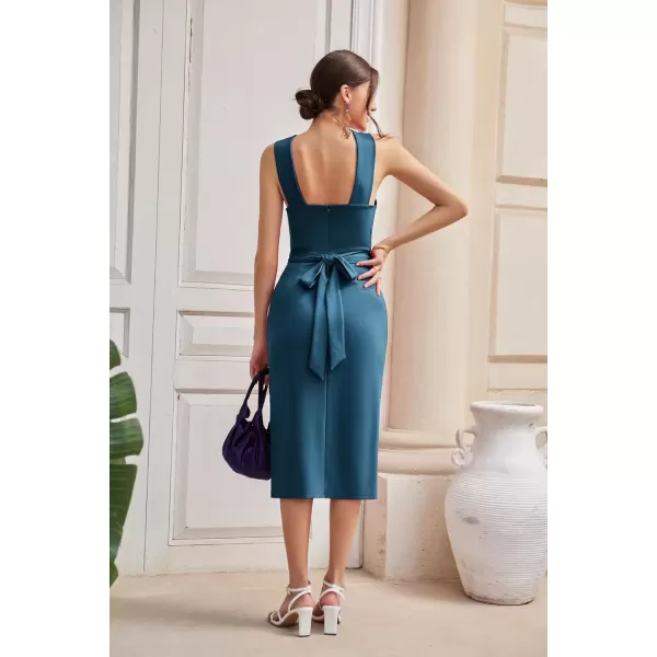 imageGRACE KARIN Wedding Guest Dress for Women Keyhole Cutout Sleeveless Midi Dress Bridesmaid Prom Cocktail
