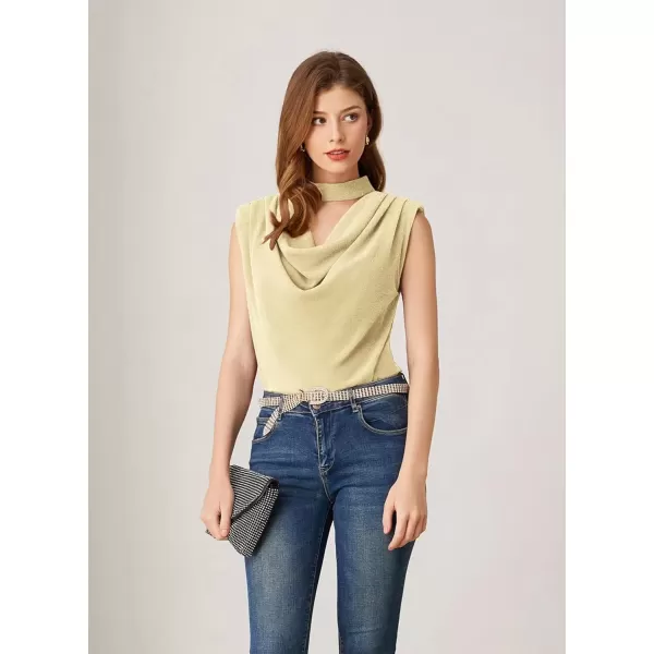 imageGRACE KARIN Womens 2024 Glitter Tank Top Sleeveless Shoulder Padded Cowl Neck Club Party ShirtsApricot
