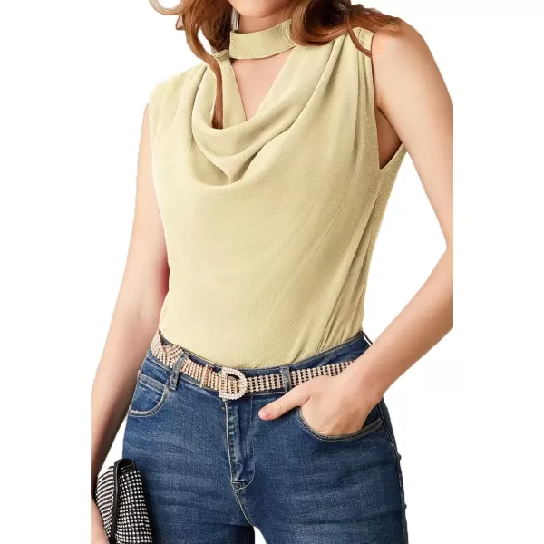 imageGRACE KARIN Womens 2024 Glitter Tank Top Sleeveless Shoulder Padded Cowl Neck Club Party ShirtsApricot
