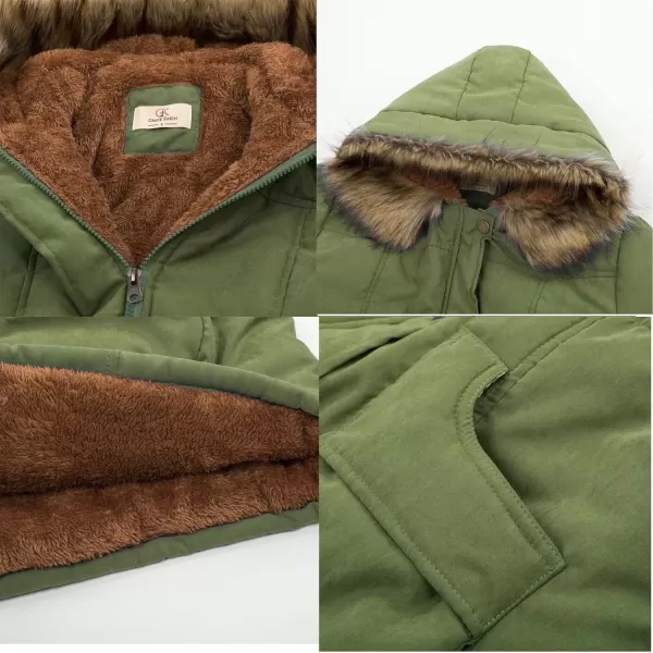 imageGRACE KARIN Womens Winter Coats Fleece Parkas Anoraks Hooded Military Jacket CoatsArmy Green
